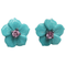 Boucles d'oreilles Boucles d'oreilles fleurs en or noir 18k, turquoises et saphirs 58 Facettes TA88PI686