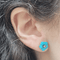 Boucles d'oreilles Boucles d'oreilles fleurs en or noir 18k, turquoises et saphirs 58 Facettes TA88PI686