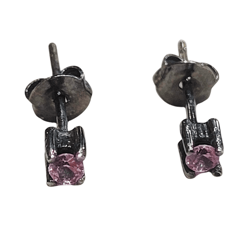 Boucles d'oreilles fleurs en or noir 18k, turquoises et saphirs 58 Facettes TA88PI686