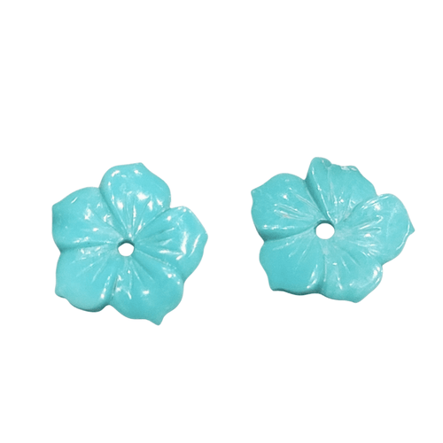 Boucles d'oreilles fleurs en or noir 18k, turquoises et saphirs 58 Facettes TA88PI686