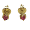 Boucles d'oreilles fleurs en or 18k, nacre et rubis 58 Facettes T289PI25