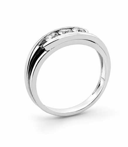 54 Bague trilogie en or blanc 18 carats et diamants 58 Facettes Bob