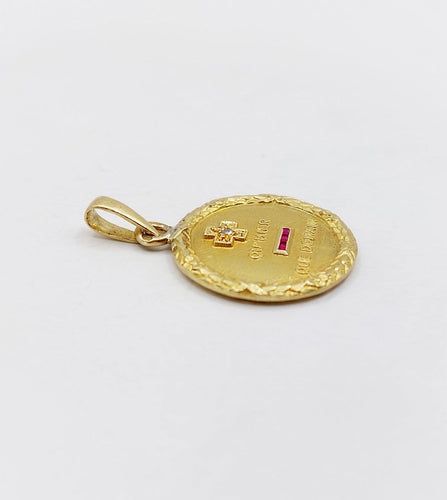 Augis - Pendentif médaille d'amour en or 18k, diamant et rubis 58 Facettes A07650
