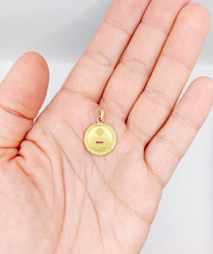 Augis - Pendentif médaille d'amour en or 18k, diamant et rubis 58 Facettes A07650