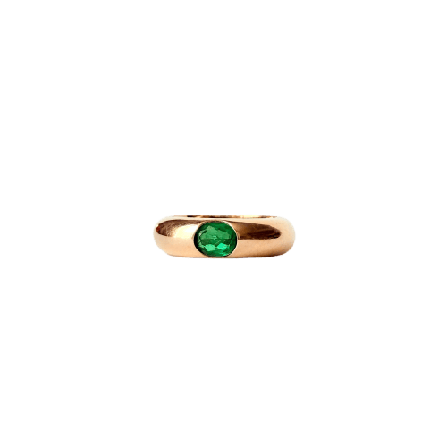 Bague jonc en or jaune et émeraude