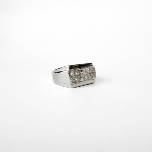 51 Tank Art déco - Bague en or gris et diamants 58 Facettes