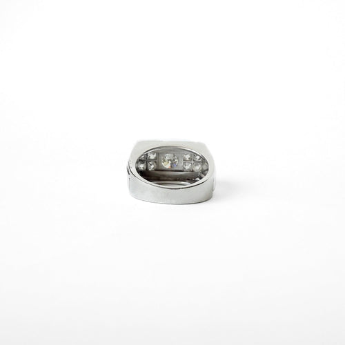 51 Tank Art déco - Bague en or gris et diamants 58 Facettes
