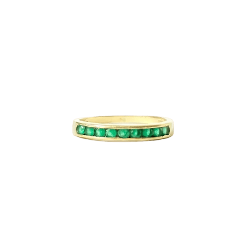 55 Demi-alliance - Bague en or jaune 18 carats et émeraudes 58 Facettes