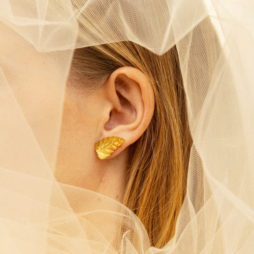 Boucles d’oreilles feuille en or jaune 58 Facettes