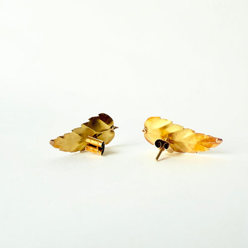 Boucles d’oreilles feuille en or jaune 58 Facettes
