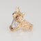 Bague 52 Bague hibou vintage sur branche en or jaune 14 carats, diamants et émeraudes 58 Facettes G13999