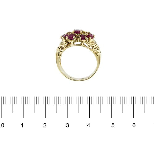 53 Bague bandeau en or jaune avec rubis et diamants 58 Facettes 41527