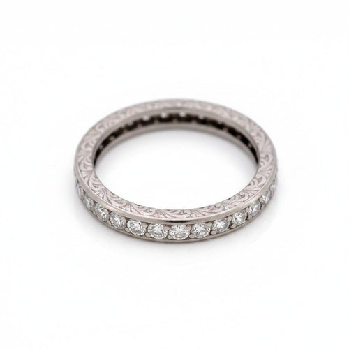 53 Art déco - Bague d'éternité en platine et diamants 58 Facettes RI-1066