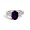 55 Bague trois pierres en or blanc 18 carats, saphir Himalaya et diamants 58 Facettes RI-1027