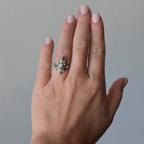 49 Art Nouveau - Bague en or 18k, perles et diamants 58 Facettes RI-1061