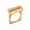 Bague 52 Bague carrée vintage années 1970 en or jaune 18 ct et diamants 58 Facettes G14006