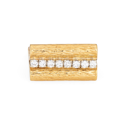 Bague 52 Bague carrée vintage années 1970 en or jaune 18 ct et diamants 58 Facettes G14006