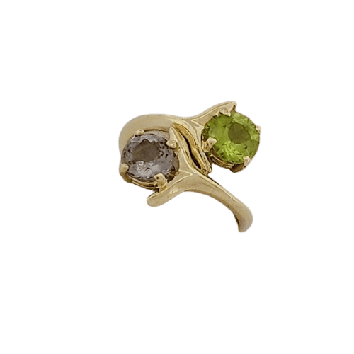 Bague en or vert 18 carats, péridot et tanzanite