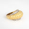 Bague 58 Bague dôme cannelée vintage en or jaune 18 carats et diamants 58 Facettes G14004