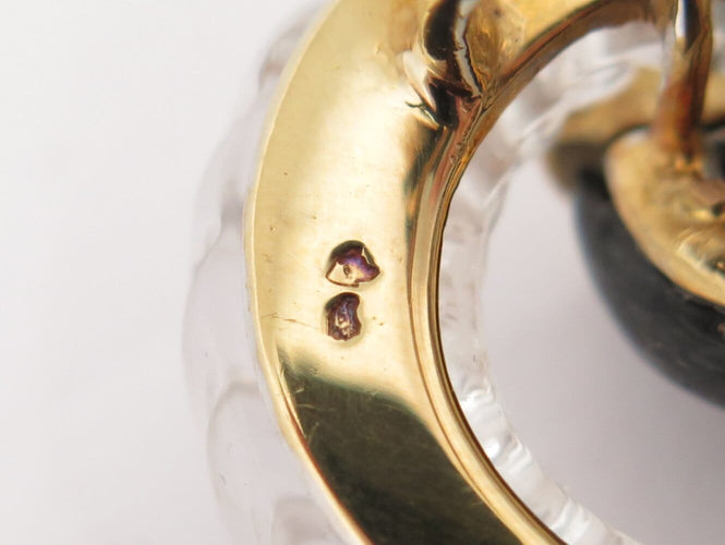 Boucheron - Boucles d'oreilles en or jaune, onyx, cristal de roche et diamants 58 Facettes 275837