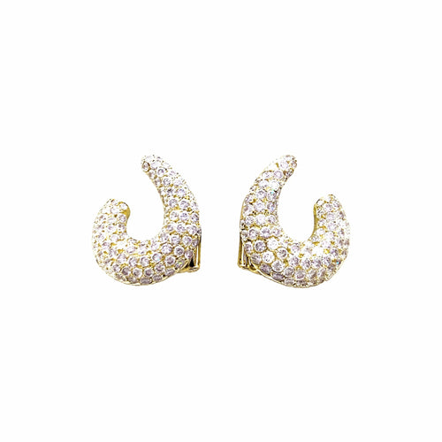 Boucles d'oreilles créoles en or jaune et diamants 58 Facettes 35888