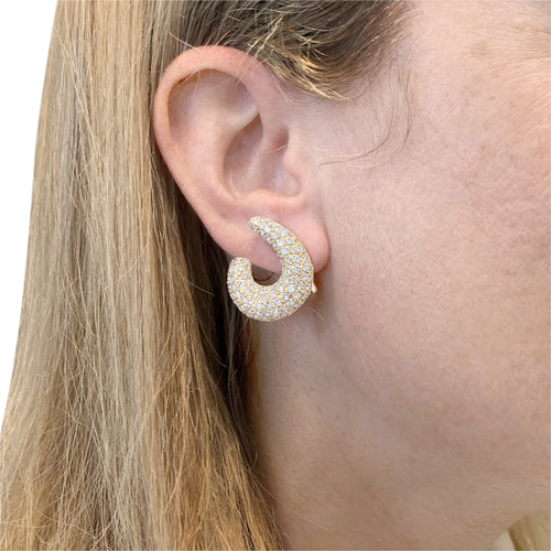 Boucles d'oreilles créoles en or jaune et diamants 58 Facettes 35888
