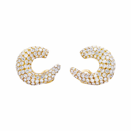 Boucles d'oreilles créoles en or jaune et diamants 58 Facettes 35888