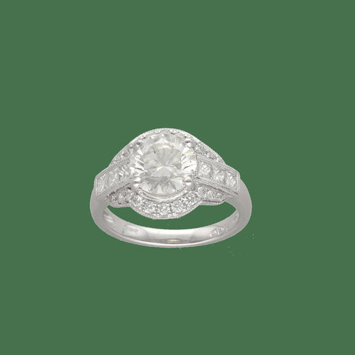 54 Solitaire - Bague en or gris 18k et diamants 58 Facettes FB11558-FB09897