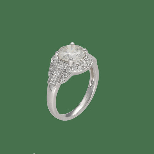 54 Solitaire - Bague en or gris 18k et diamants 58 Facettes FB11558-FB09897