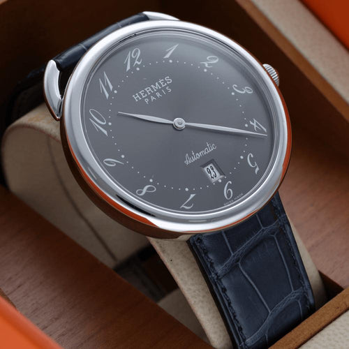 Hermès Arceau - Montre automatique en acier 41 mm, full set 2007 58 Facettes FB11539