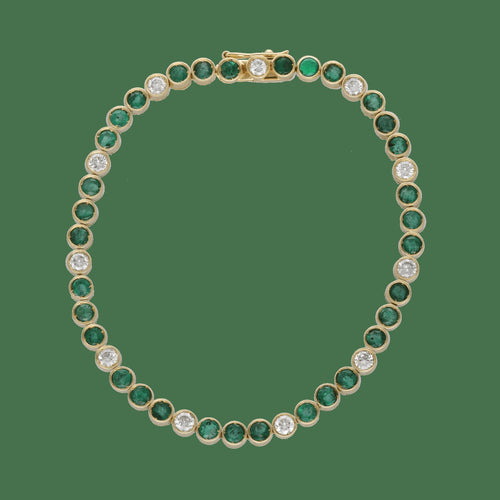 Bracelet 18 cm en or jaune 18 carats, émeraudes et diamants 58 Facettes FB11550