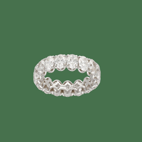53 Alliance - Bague en or gris 18k et diamants ovales 58 Facettes FB11558