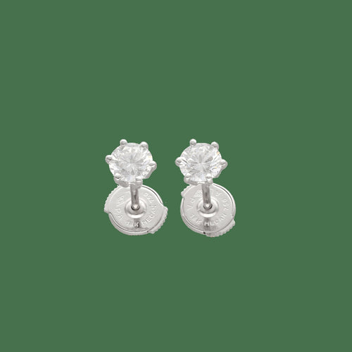 Puces d'oreilles en or gris 18k et diamants E-VS1 58 Facettes FB11569