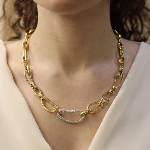 Pomellato Paisley - Collier en or jaune, or gris et diamants 58 Facettes FB11636