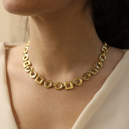 Pomellato Maillon Géométrique - Collier en or jaune et diamants 58 Facettes FB11635