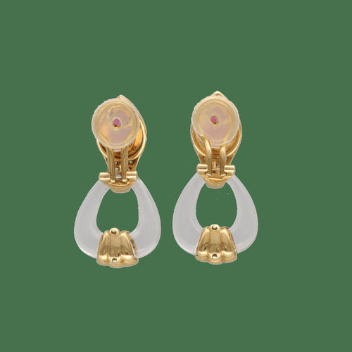 Boucles d’oreilles clips en or jaune 18k, tourmalines, diamants et cristal 58 Facettes FB11631
