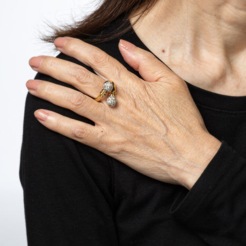 Bague 57 Bague bypass double orbe en or jaune 18 carats et diamants 58 Facettes G14009