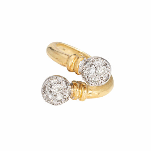 Bague 57 Bague bypass double orbe en or jaune 18 carats et diamants 58 Facettes G14009