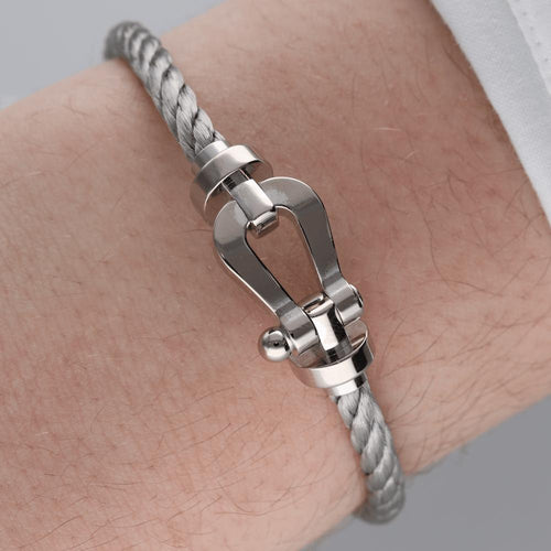 Fred Force 10 - Bracelet Grand Modèle en or gris 18k et acier 58 Facettes FB11702