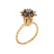 Bague 50.5 Bague tulipe vintage en or jaune 14 carats, saphirs et diamant 58 Facettes G14001