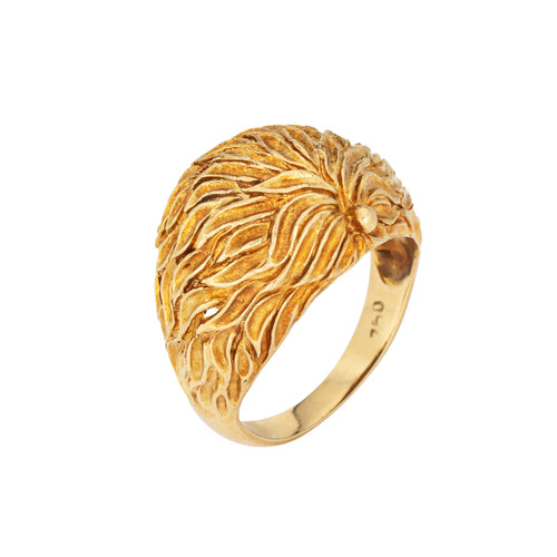 Bague 52 Bague dôme texturée vintage années 1970 en or jaune 18 carats 58 Facettes G13994