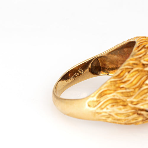Bague 52 Bague dôme texturée vintage années 1970 en or jaune 18 carats 58 Facettes G13994
