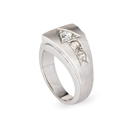 Bague 53 Bague flèche vintage en or blanc 14 carats et diamants, tour de doigt 53 58 Facettes G14040
