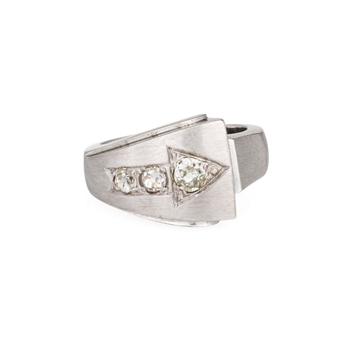 Bague 53 Bague flèche vintage en or blanc 14 carats et diamants, tour de doigt 53 58 Facettes G14040