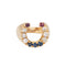 Bague Bague fer à cheval vintage en or jaune 14k, diamants, saphirs et rubis 58 Facettes G14035