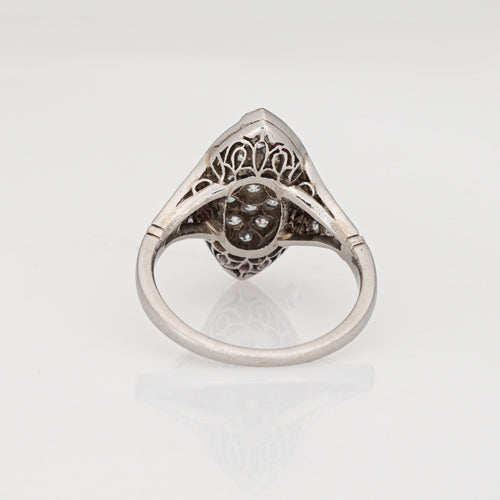 Bague 50 Art déco - Bague navette diamants et rubis en platine 900 58 Facettes G14042
