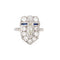 Bague 51 Art déco - Bague bouclier en platine 900, diamants et saphirs 58 Facettes G14026