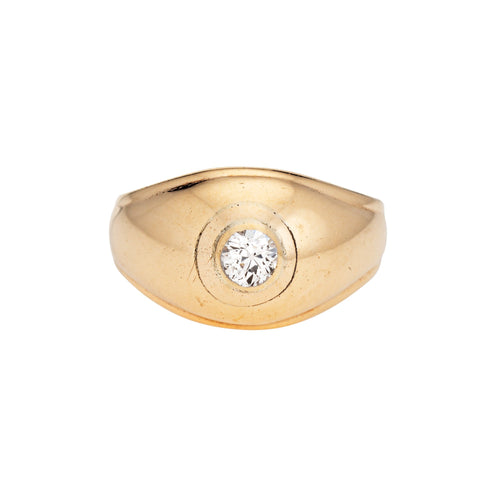 Bague 53 Bague chevalière vintage - Diamant en or jaune 14 carats 58 Facettes G14012