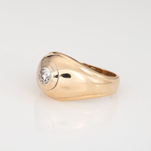 Bague 53 Bague chevalière vintage - Diamant en or jaune 14 carats 58 Facettes G14012