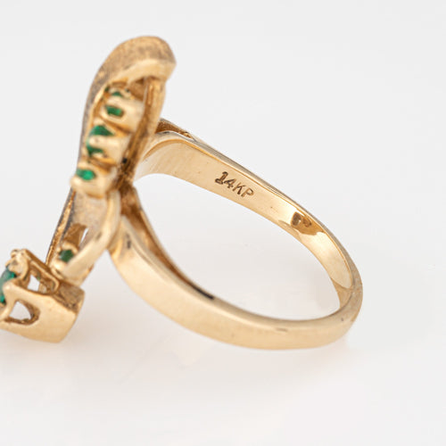 Bague 52 Bague vintage années 1960 à émeraudes en or jaune 14k 58 Facettes G14070